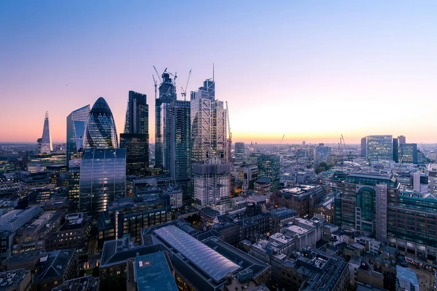 City of London skyline at dusk